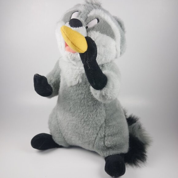 Pocahontas Large Meeko Raccoon Plush Toy Stuffed Animal Disney Rare Vintage 11" - Picture 1 of 6